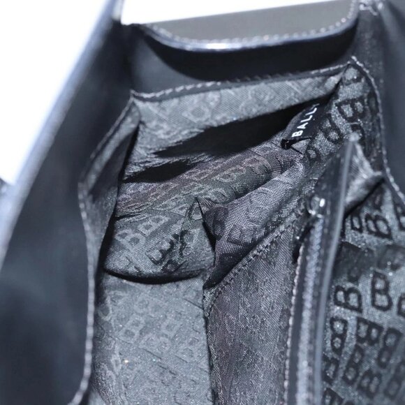 BALLY Hand Bag Leather Black Auth BA1344 - Picture 12 of 16